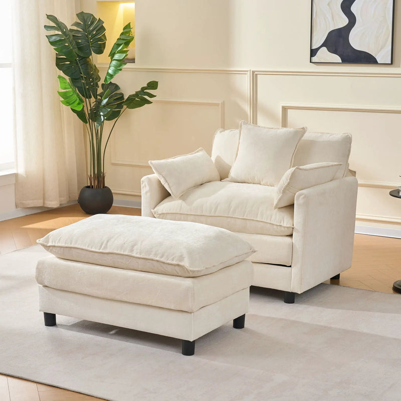 Accent Chair With Ottoman - Beige by Unique Piece Furniture