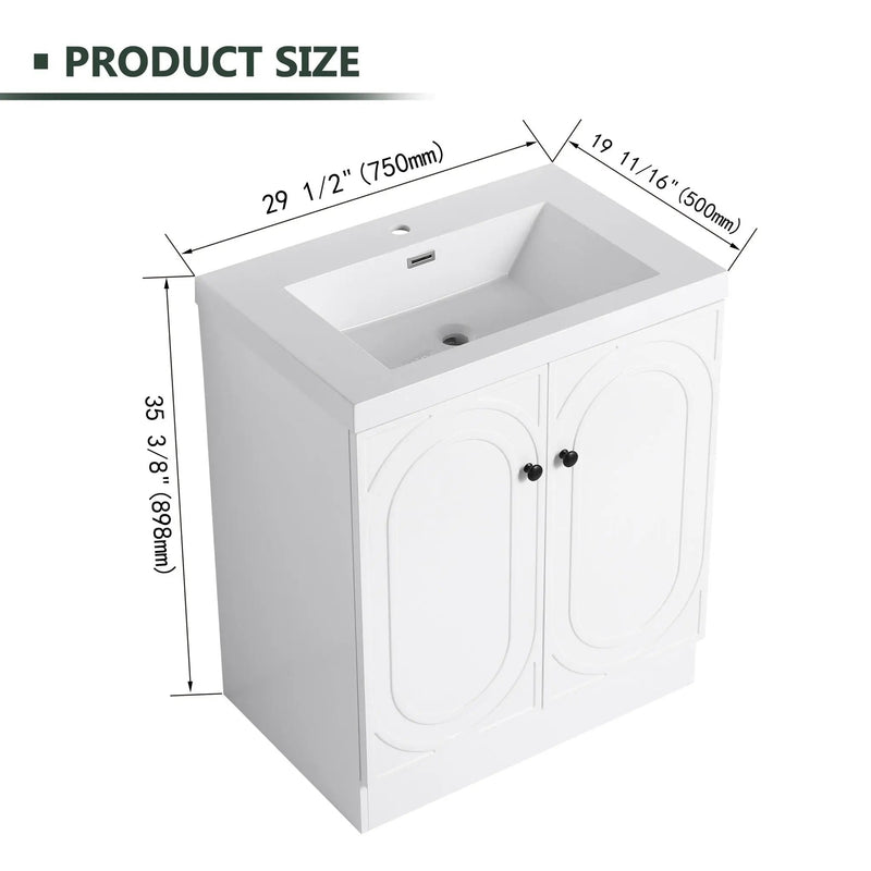 Contemporary Freestanding Bathroom Vanity With Resin Sink & Soft-Close Cabinet Doors by HouseOfZazla