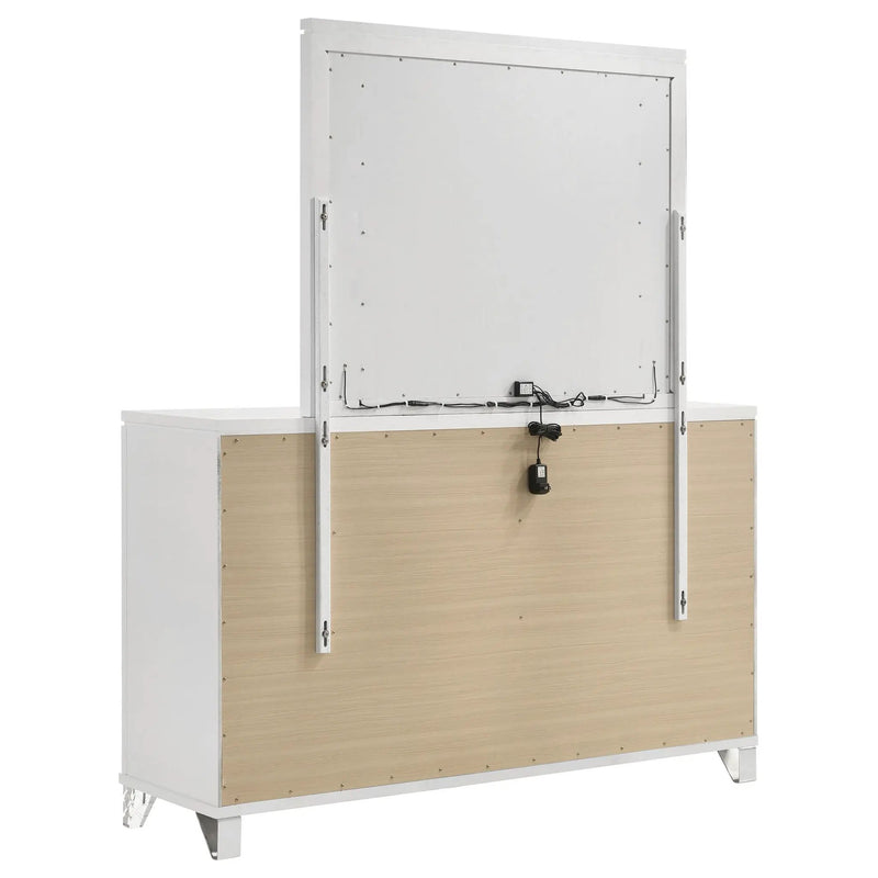 Marmore 9-drawer Dresser and LED Mirror White by Unique Piece Furniture