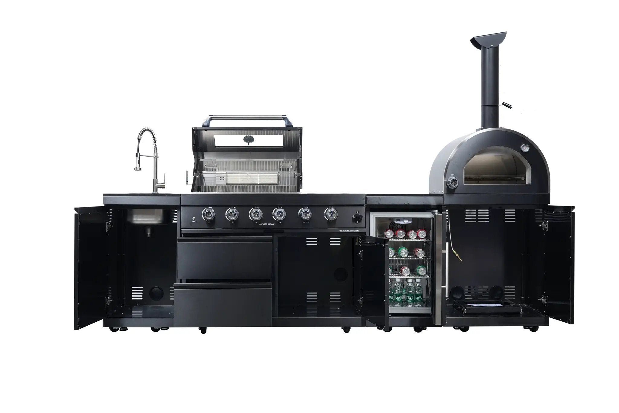 Black 112-Inch Double Stainless Steel Gas Outdoor Kitchen Grill by HouseOfZazla