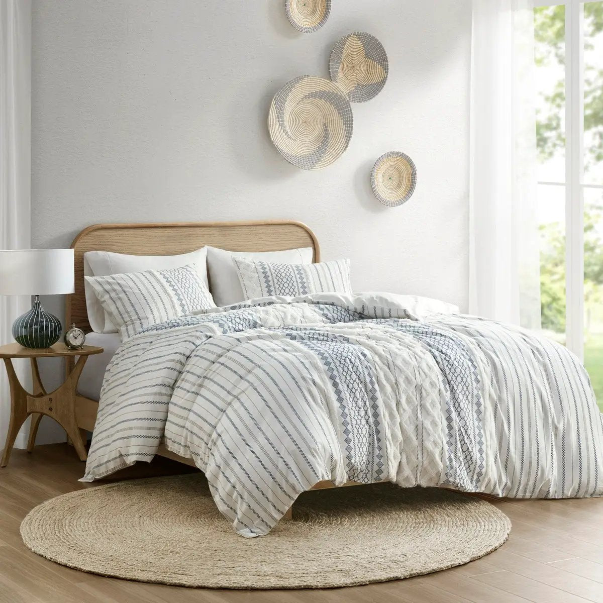 Full/Queen Cotton Printed Duvet Cover Set with Chenille by HouseOfZazla