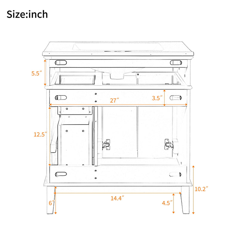 Modern Bathroom Vanity With Sink, Storage Cabinet, Soft Close Doors, Deep & Standard Drawers by HouseOfZazla