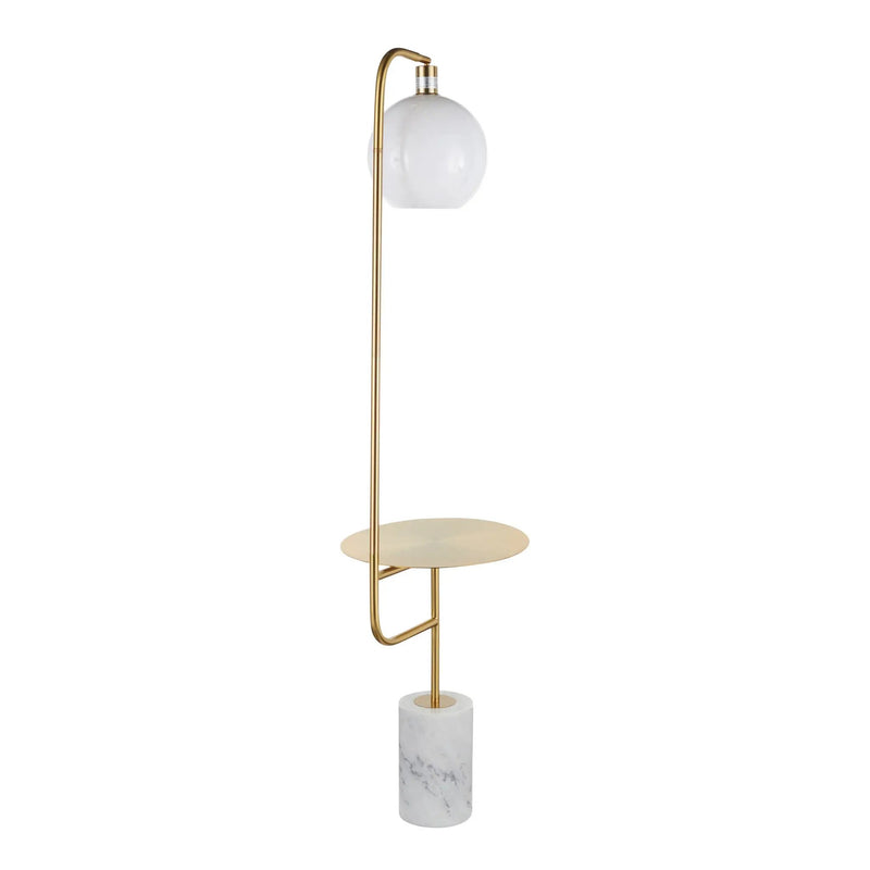 Symbol - Contemporary / Glam Floor Lamp Side Table - White Marble by HouseOfZazla