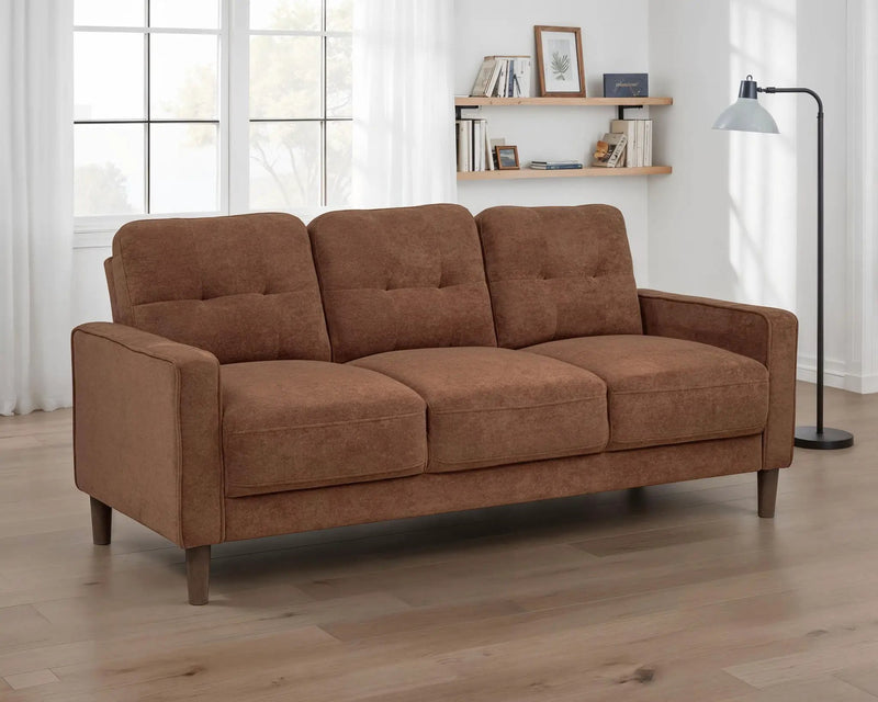Bowen II Fabric Upholstered Track Arm Sofa Rust by Unique Piece Furniture