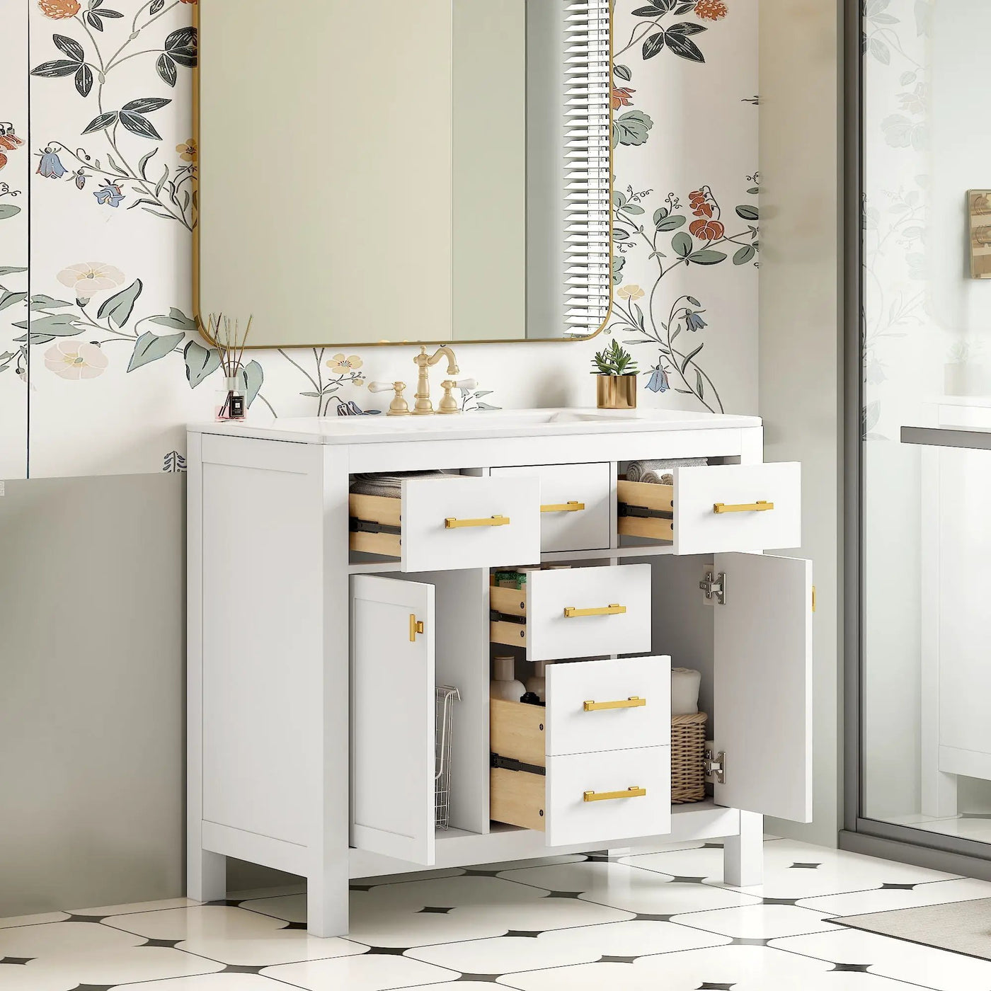 Bathroom Vanity With Sink Combo Set, Modern Bathroom Cabinet With 4 Drawers by HouseOfZazla