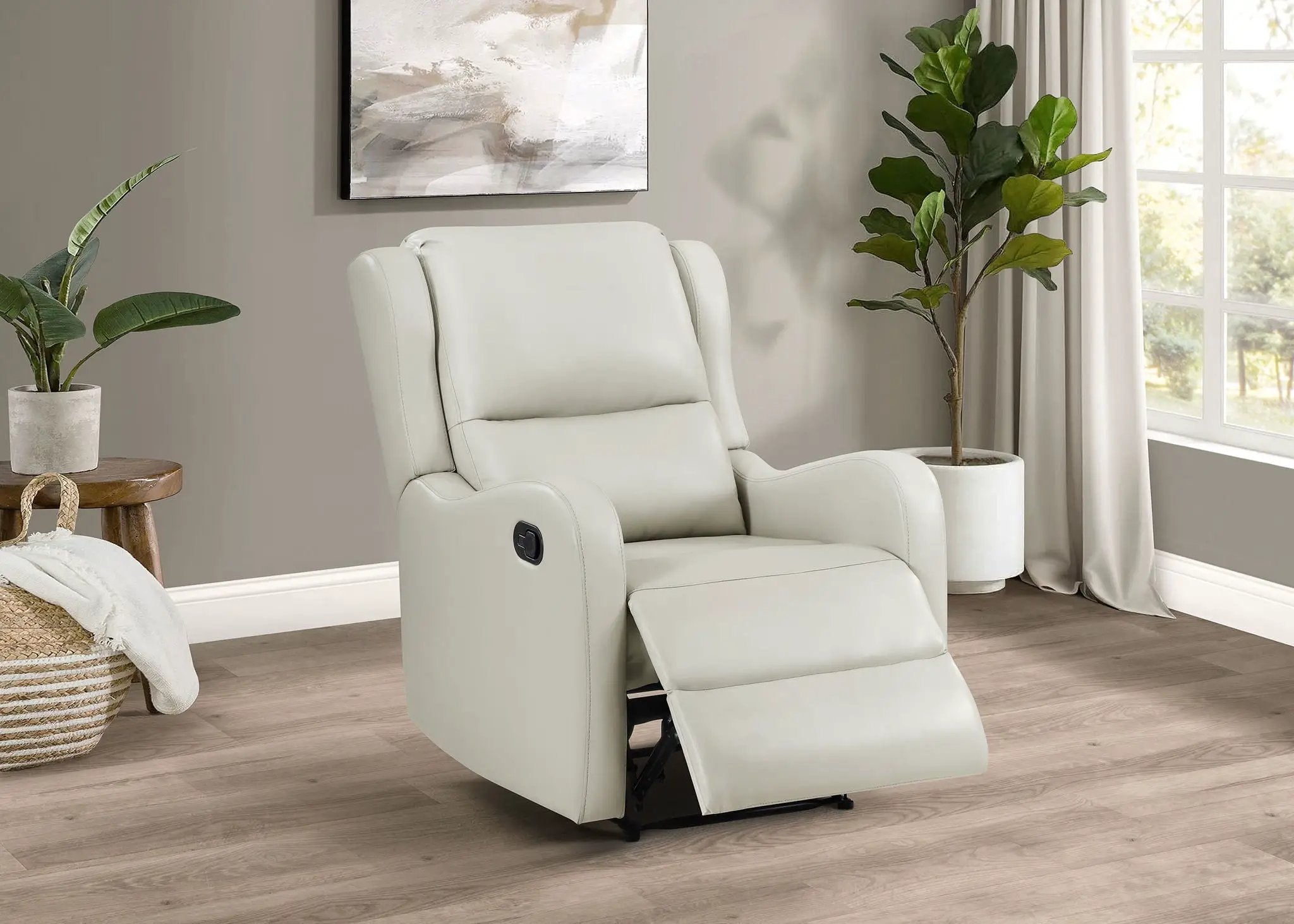 Kelsey Upholstered English Arm Recliner Chair Ivory by Unique Piece Furniture