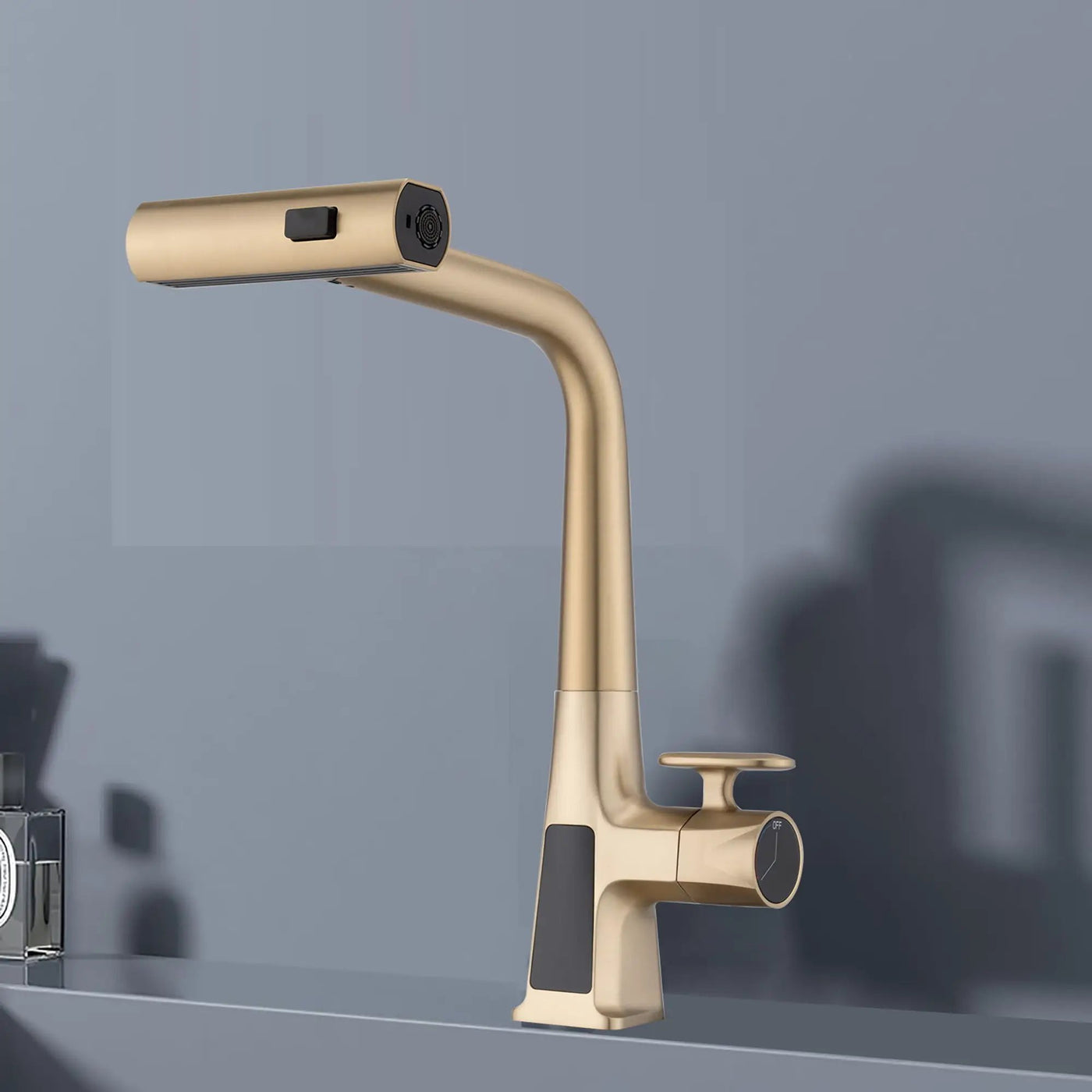 Waterfall Kitchen Faucet With Temperature Display And Pull Down Sprayer by HouseOfZazla