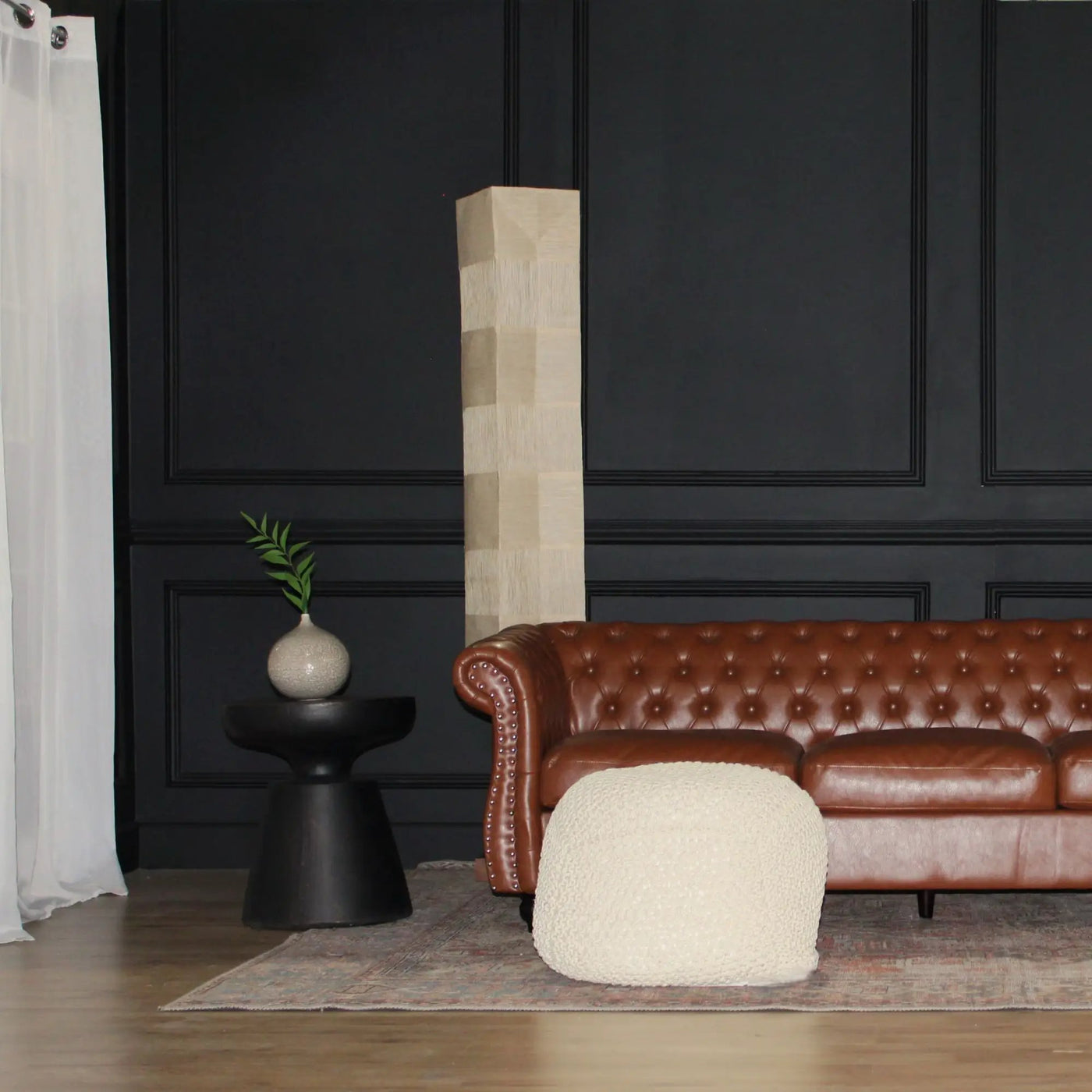 Semi Rounded Pouf, Cable Knitted, Perfect Seating by HouseOfZazla