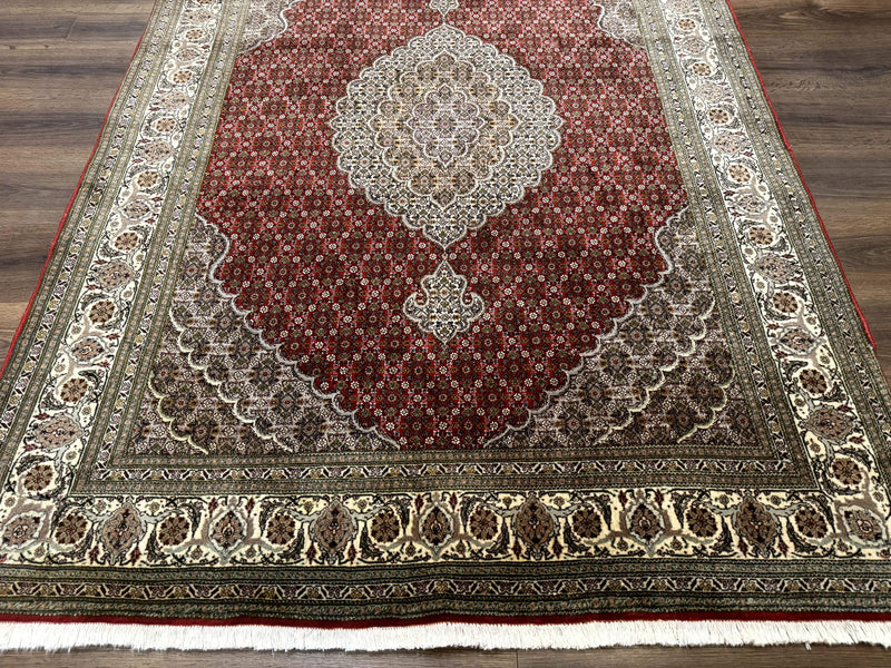 Persian Rug 5x7, Very Fine 330 KPSI, Red and Ivory, Herati Mahi Pattern, Wool & Silk by Jewel Rugs