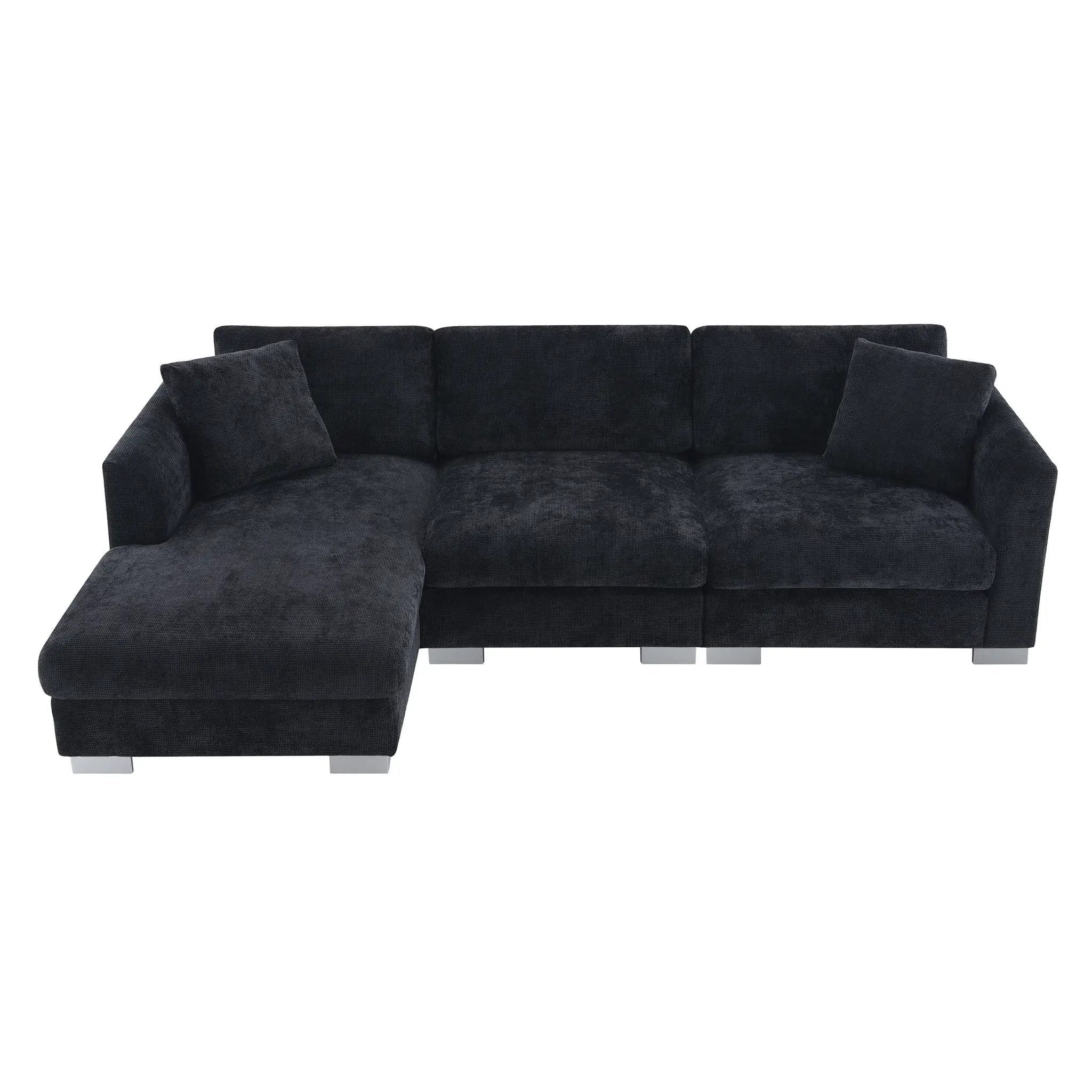 Modern Cloud Sectional Sofa L Shaped Luxury Couch Set With 2 Free Pillows 4 Seat With Oversized Chaise by HouseOfZazla