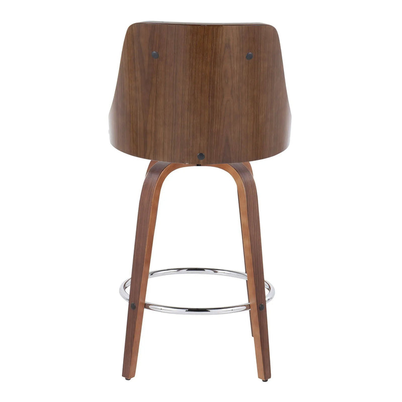 Gianna - Mid-Century Modern Fixed Height Stool With Swivel With Round Footrest (Set of 2) by HouseOfZazla