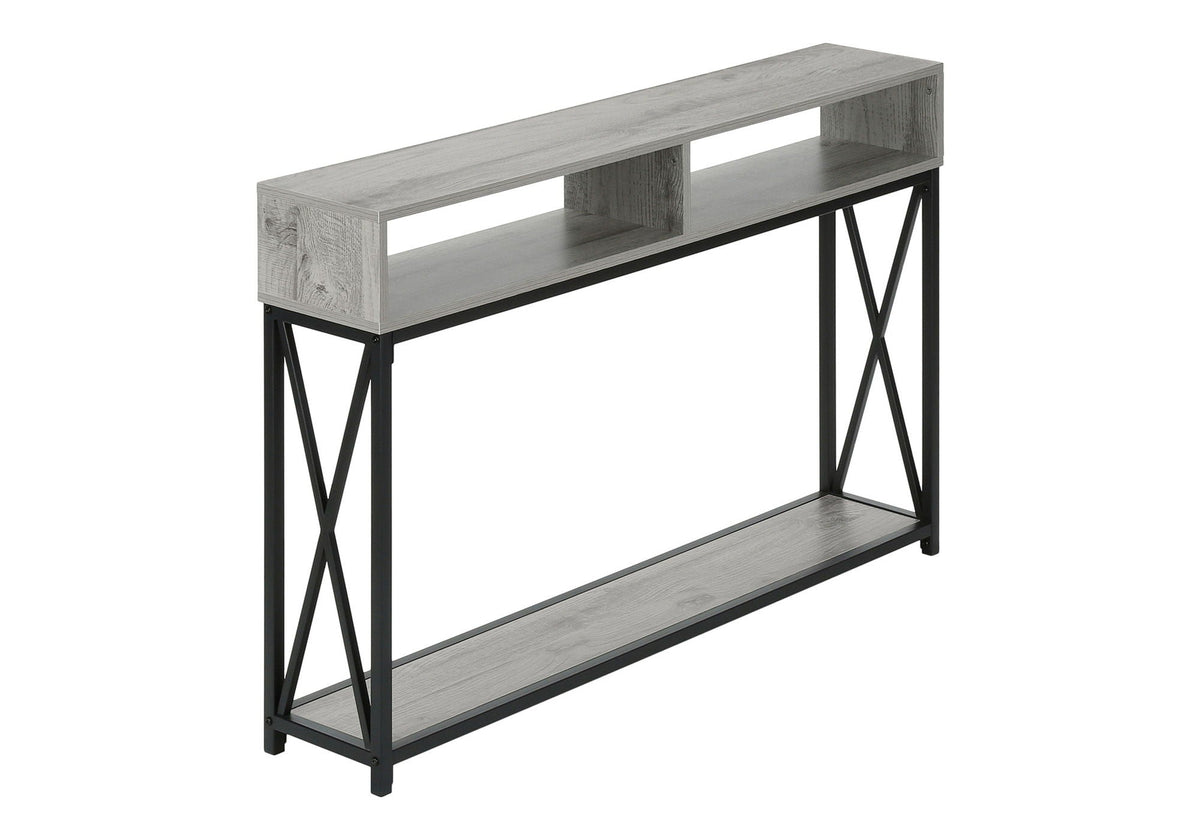 Contemporary Console Table with Metal X-Frame - Light Brown, Dark Brown, Dark Gray, photo 10 of 12