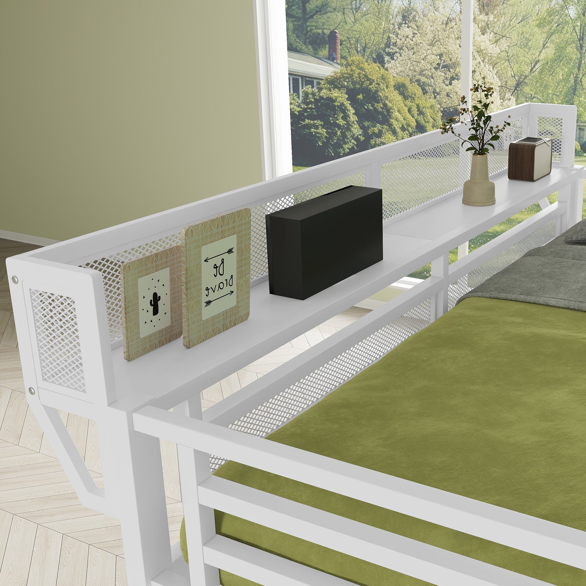 Full Size Loft Bed with Stairs and Storage Shelves by HouseOfZazla
