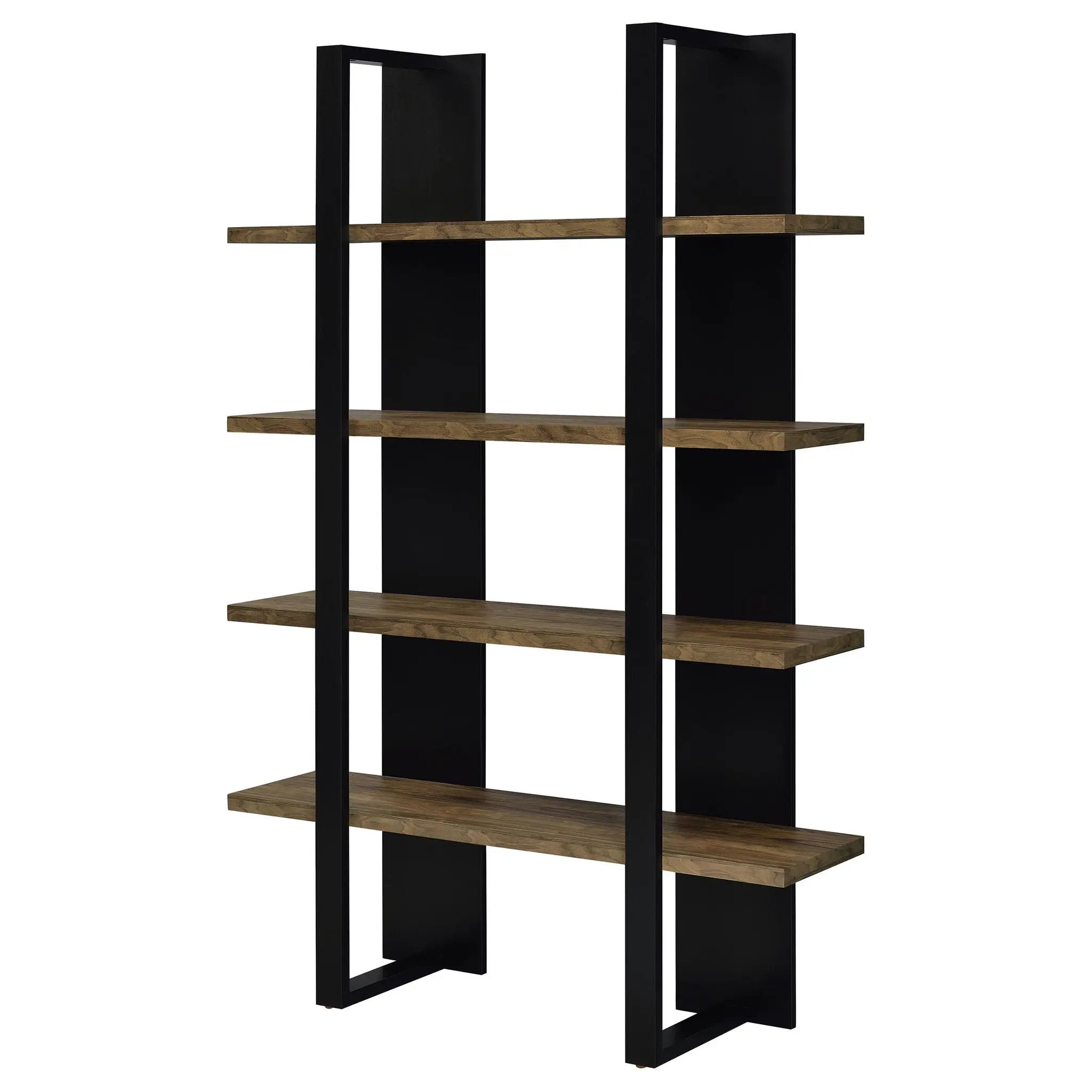 Danbrook 71-inch 4-shelf Bookshelf Black and Aged Walnut by Unique Piece Furniture