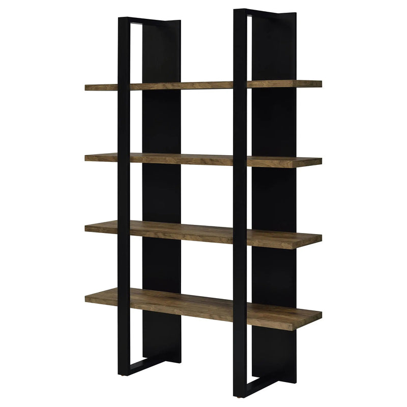 Danbrook 71-inch 4-shelf Bookshelf Black and Aged Walnut by Unique Piece Furniture