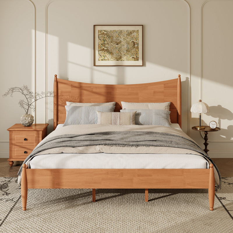 Classic Transitional King Size Solid Wood Platform Bed Frame, photo 3 of 10