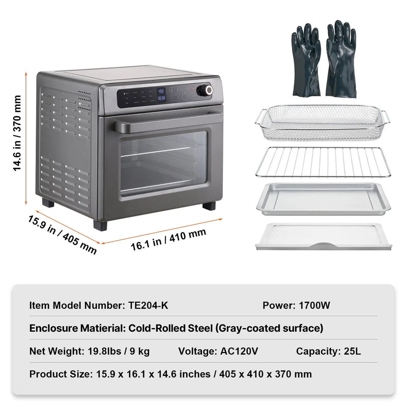 12-in-1 Air Fryer Toaster Oven 25L Stainless Steel 1700W by HouseOfZazla
