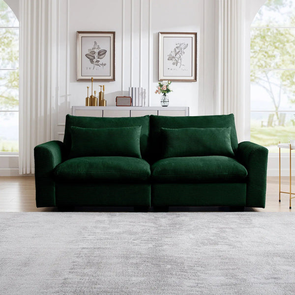 Modern 2 Seater Corduroy Fabric Sofa, photo 2 of 10