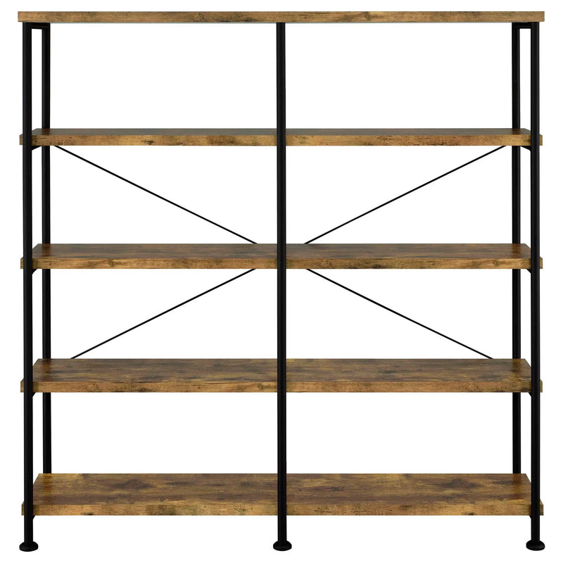 Analiese 63-inch 4-shelf Double Bookshelf Rustic Nutmeg by Unique Piece Furniture