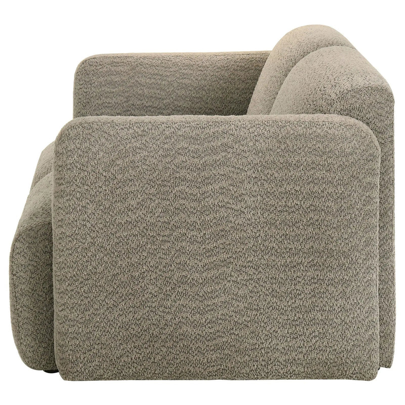 Dorset Fabric Upholstered Round Track Arm Loveseat Brown by Unique Piece Furniture