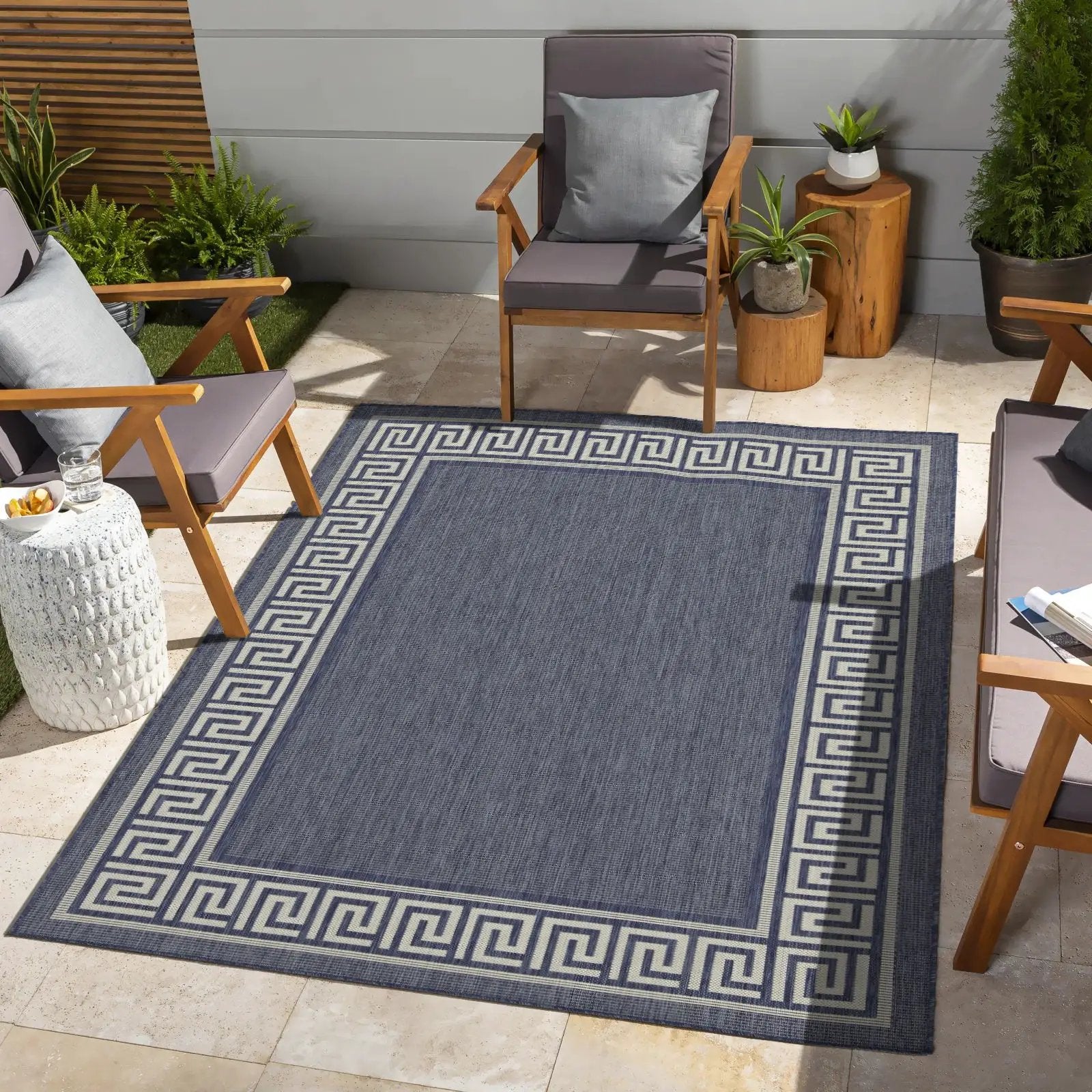 Sunshine - 5'3" X 7'3" Polypropylene Indoor, Outdoor Area Rug - Blue by HouseOfZazla