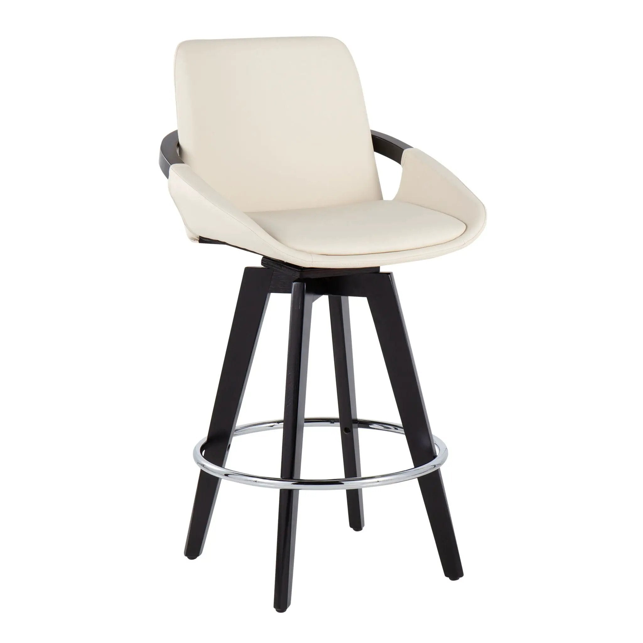 Cosmo - Contemporary Fixed Height Counter Stool With Swivel And Round Footrest (Set of 2) by HouseOfZazla