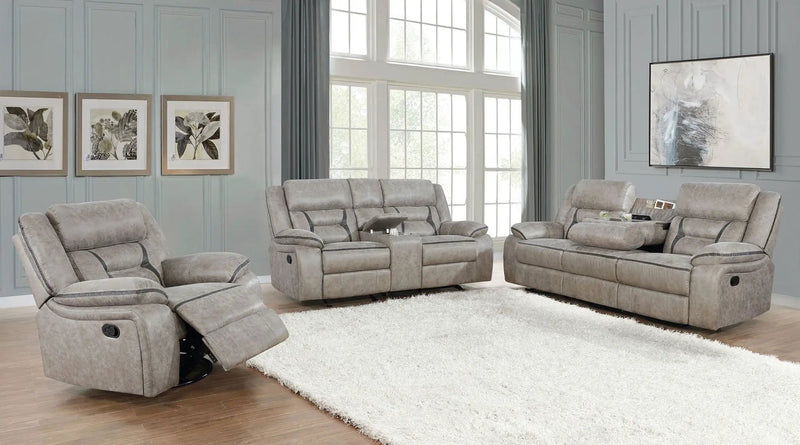 Greer 3-piece Upholstered Reclining Sofa Set Taupe by Unique Piece Furniture