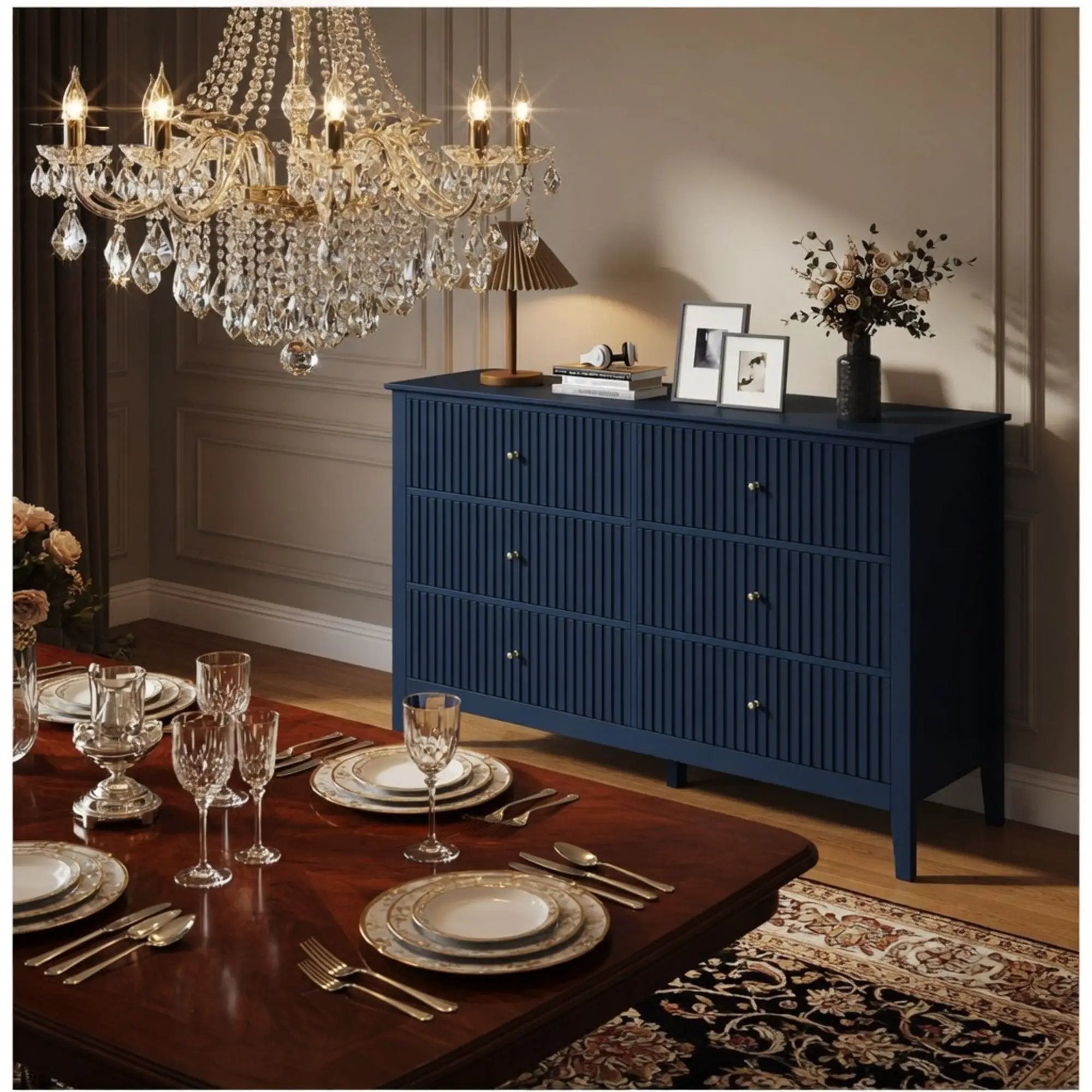 Modern 6 Drawer Fluted Dresser by HouseOfZazla