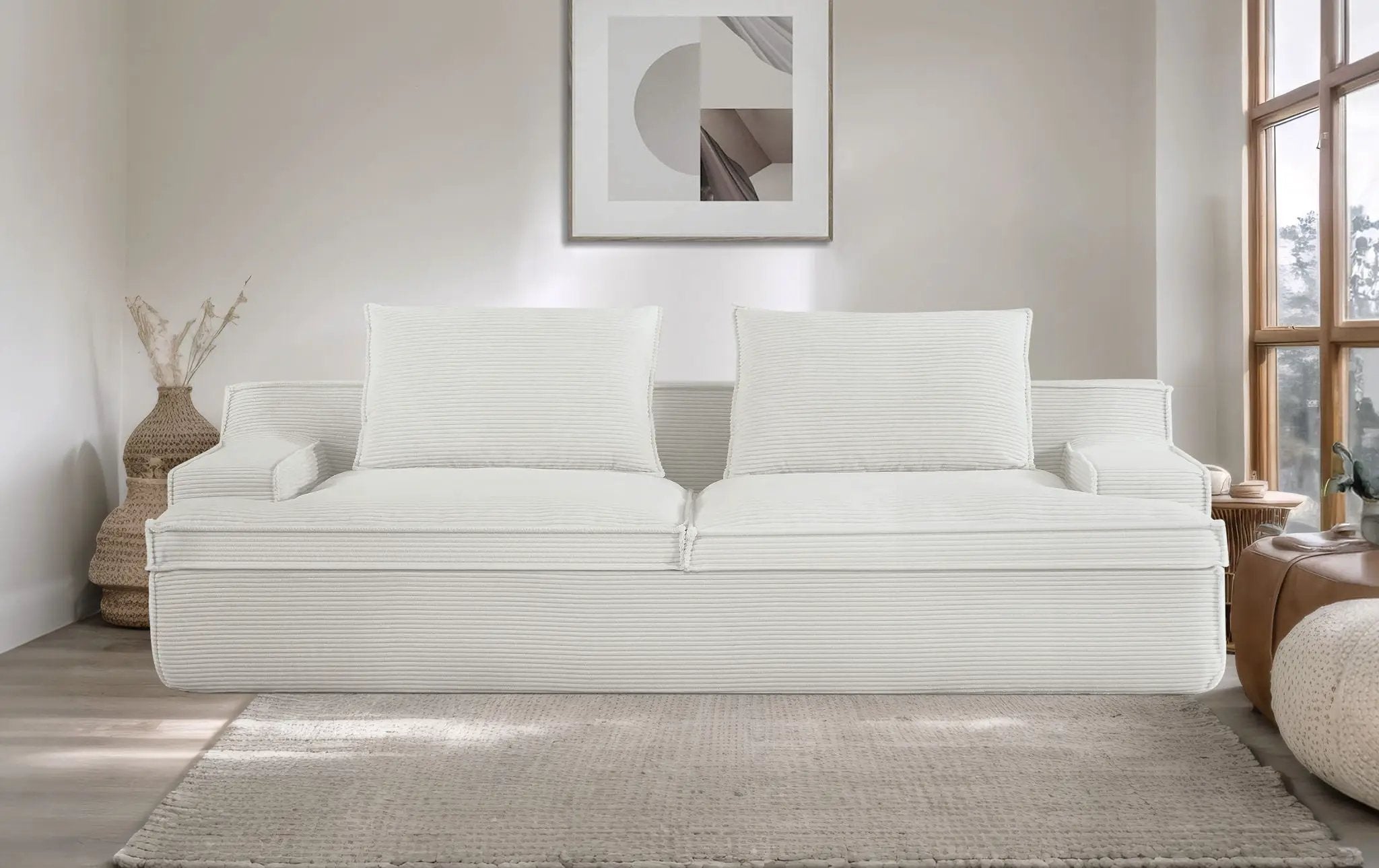 Nimbus - Oversized Full Foam 4 Seater Couch For Living Room Upholstered In Soft, Wide Armrests by HouseOfZazla