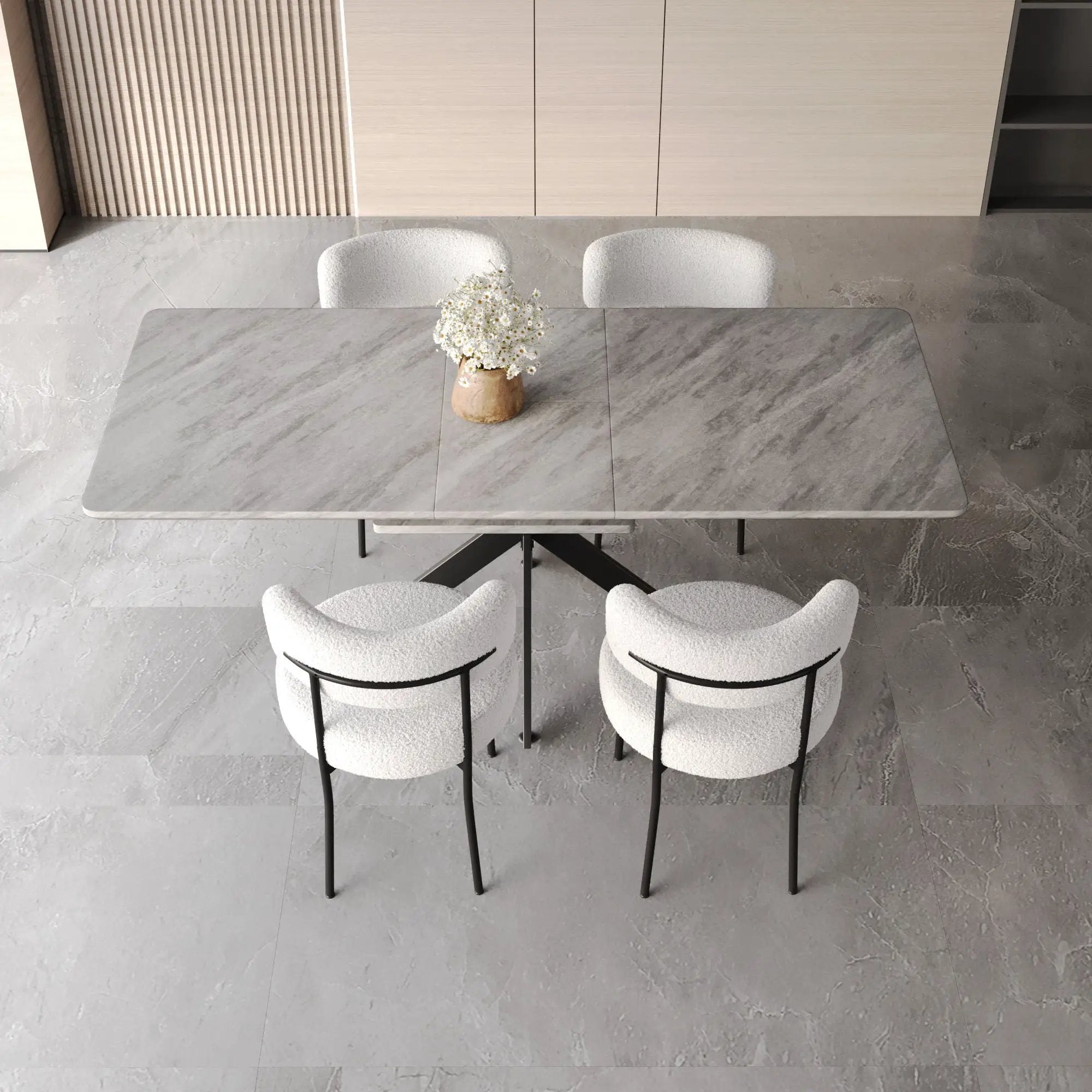 Extendable Dining Table Set With Curved Backrest Upholstered Chairs by HouseOfZazla
