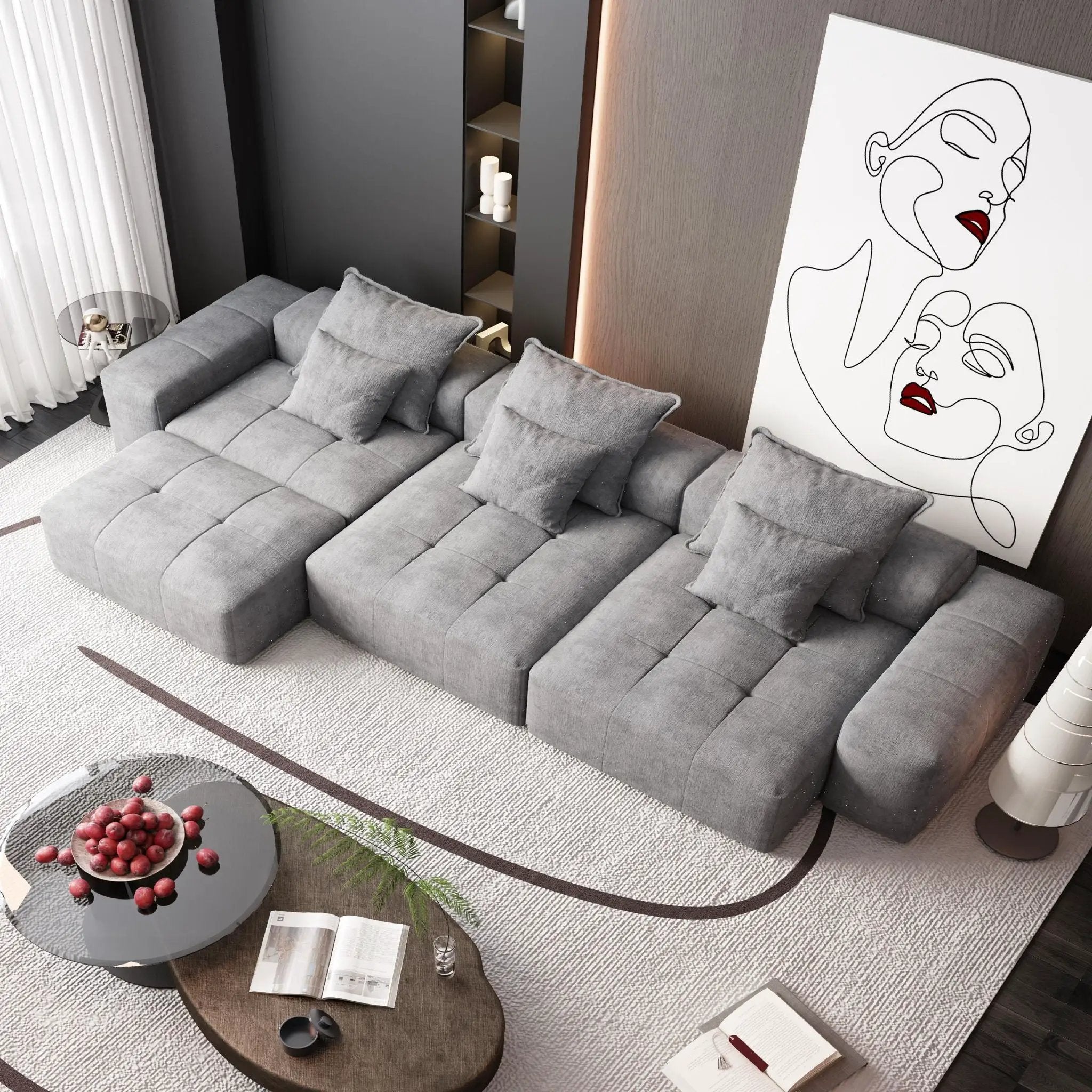 Modern Oversized DIY Combination Modular Sectional Sofa With Pillows by HouseOfZazla