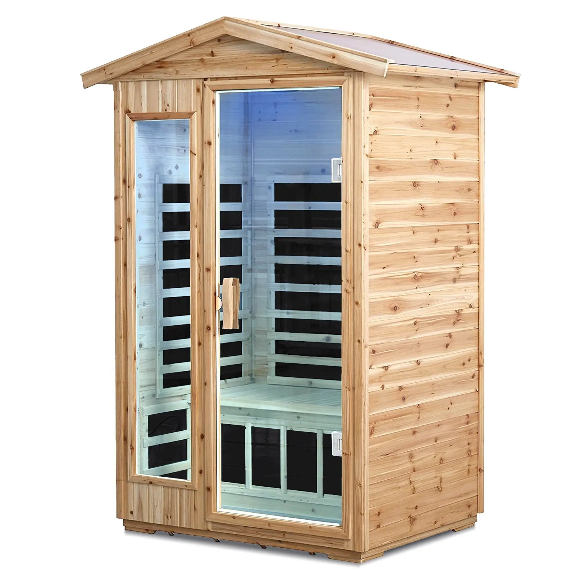 Two Person Far Infrared Old Fir Outdoor Sauna Room with Bluetooth and LED Lighting by HouseOfZazla