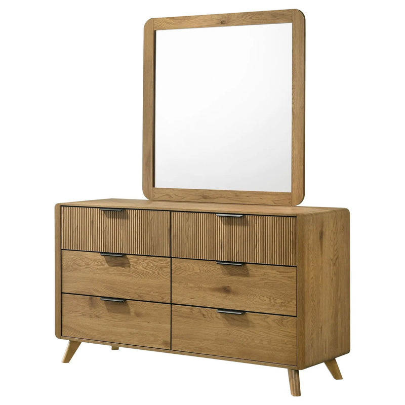 Bennett 6-drawer Bedroom Dresser and Mirror Set Light Oak by Unique Piece Furniture