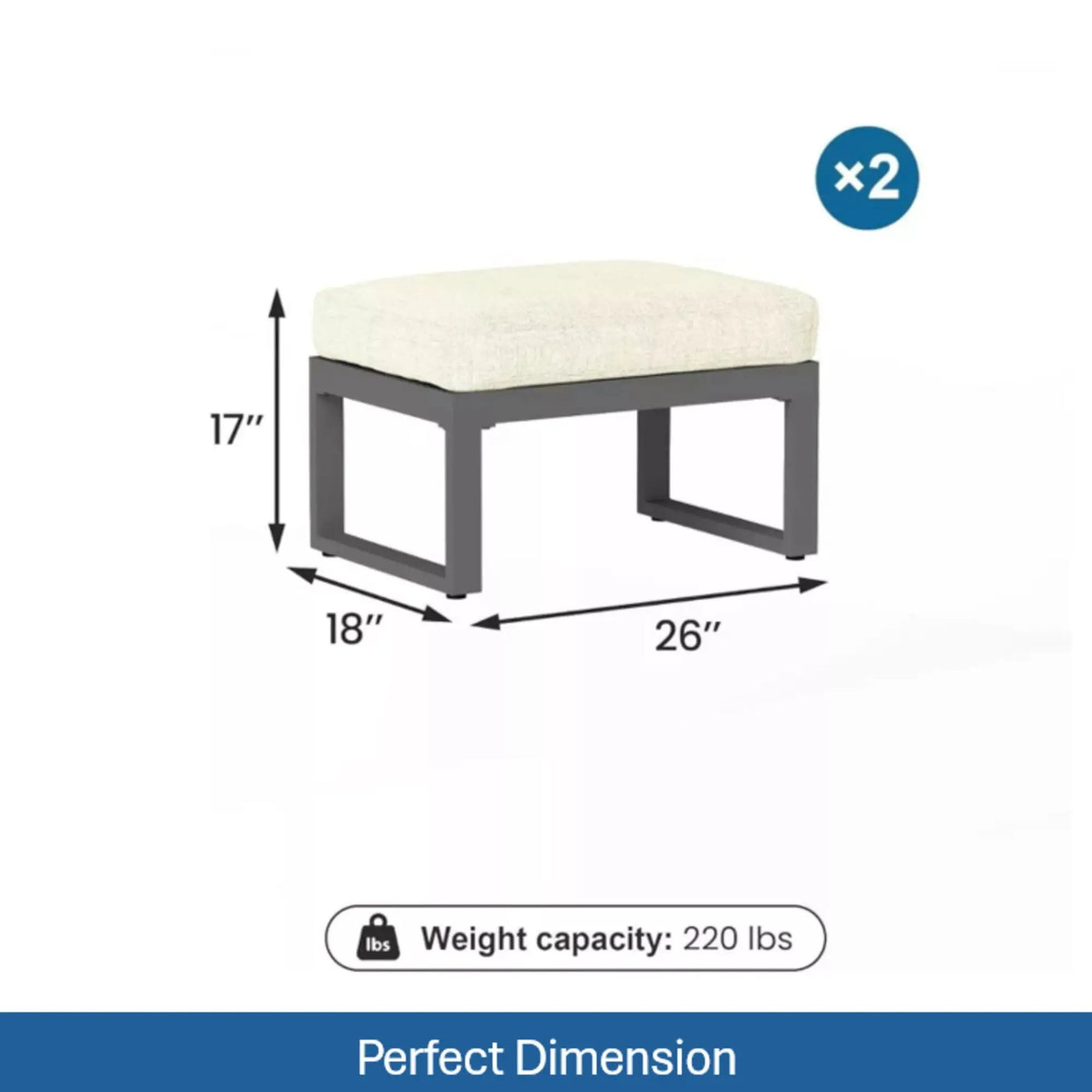 Patio All-Weather Ottomans With Thick Cushions (Set of 2) by HouseOfZazla