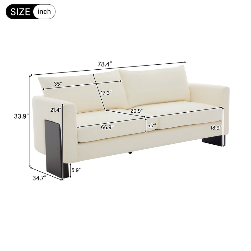 Modern Sofa Couch Stylish 3-Seater Sofa with Rubberwood Legs by HouseOfZazla