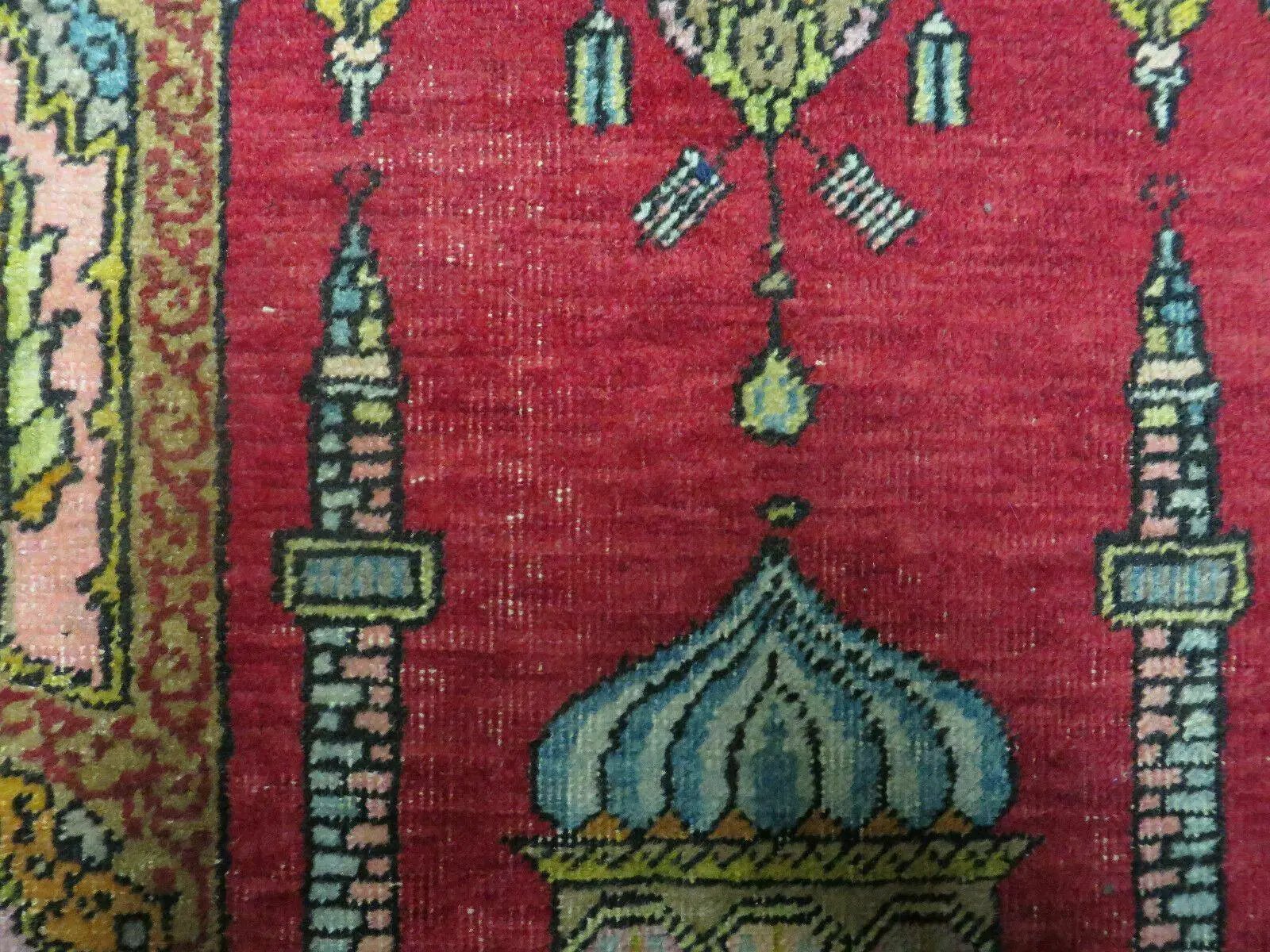 4' X 6' Antique 1920s Handmade Turkish Mehrab Design Wool Rug Lantern Beautiful by Jewel Rugs