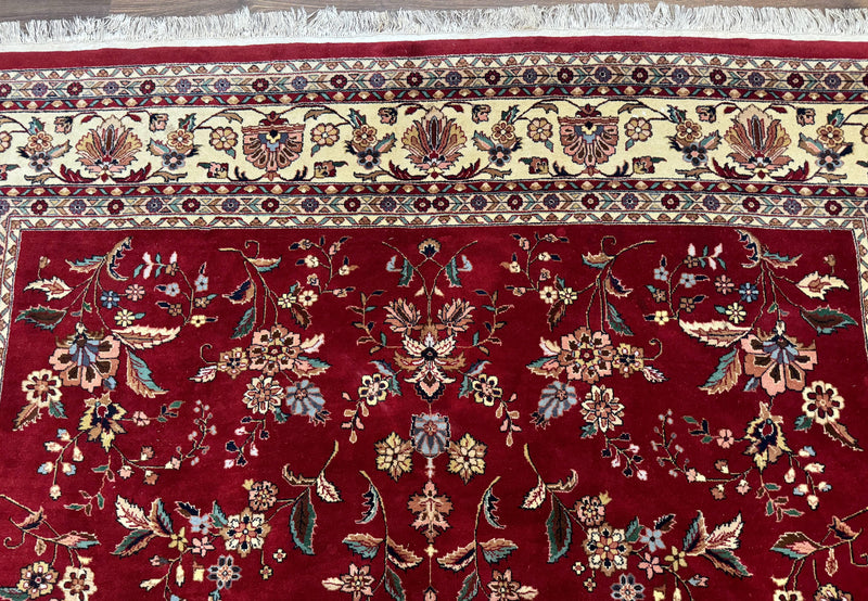 Indo Persian Rug 8x10, Red and Cream, Floral, Pande Cameron by Jewel Rugs
