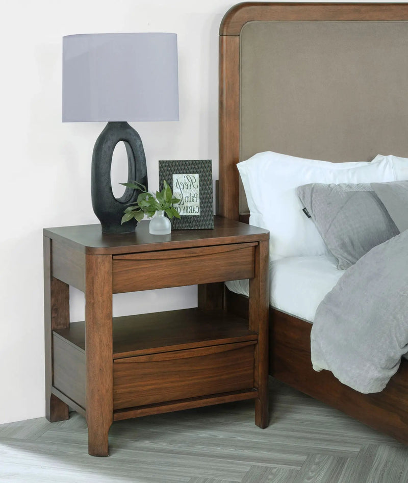 Maderia 2-drawer Nightstand Bedside Table Walnut by Unique Piece Furniture