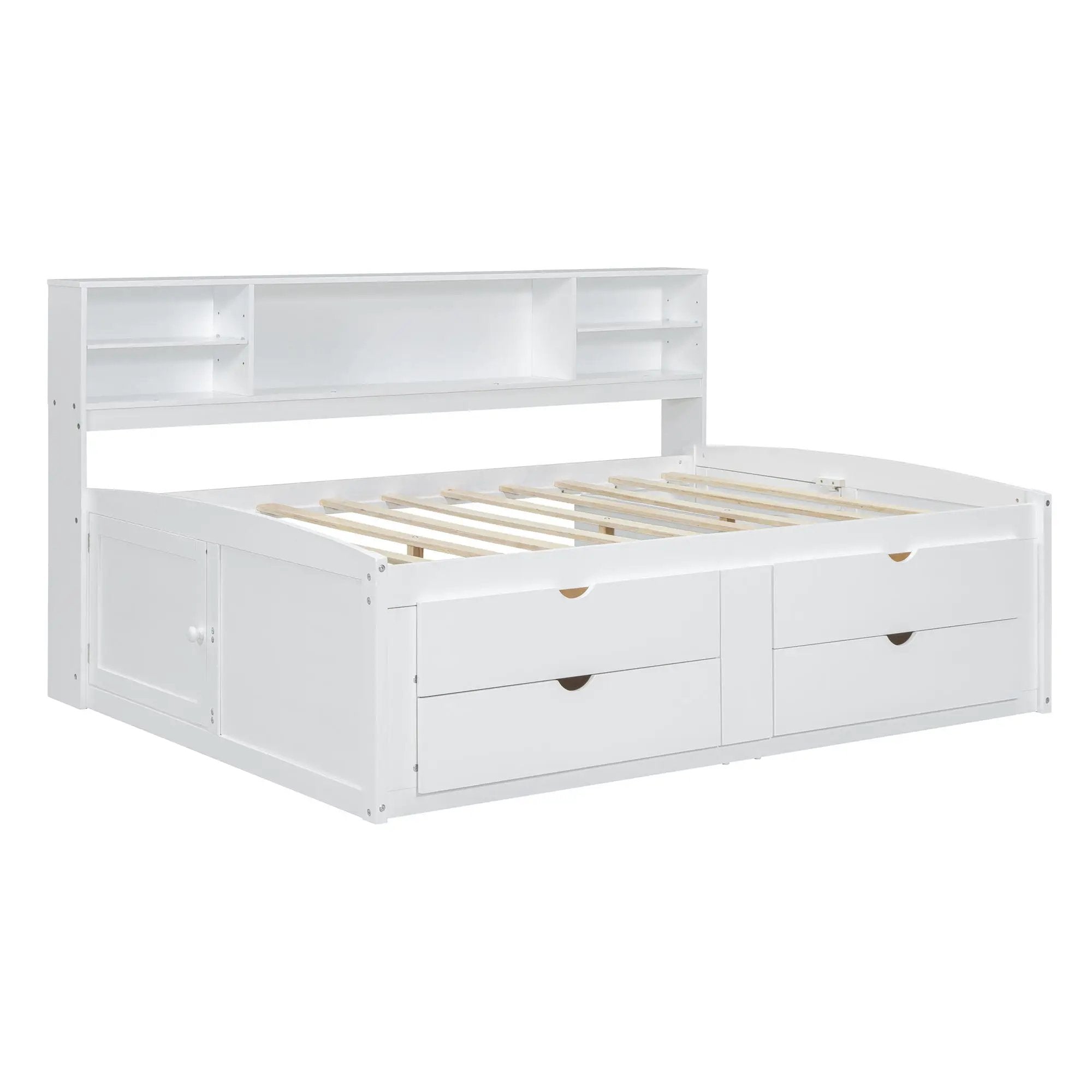 Daybed With 2 Bedside Cabinets, Upper Shelves And 4 Drawers by HouseOfZazla