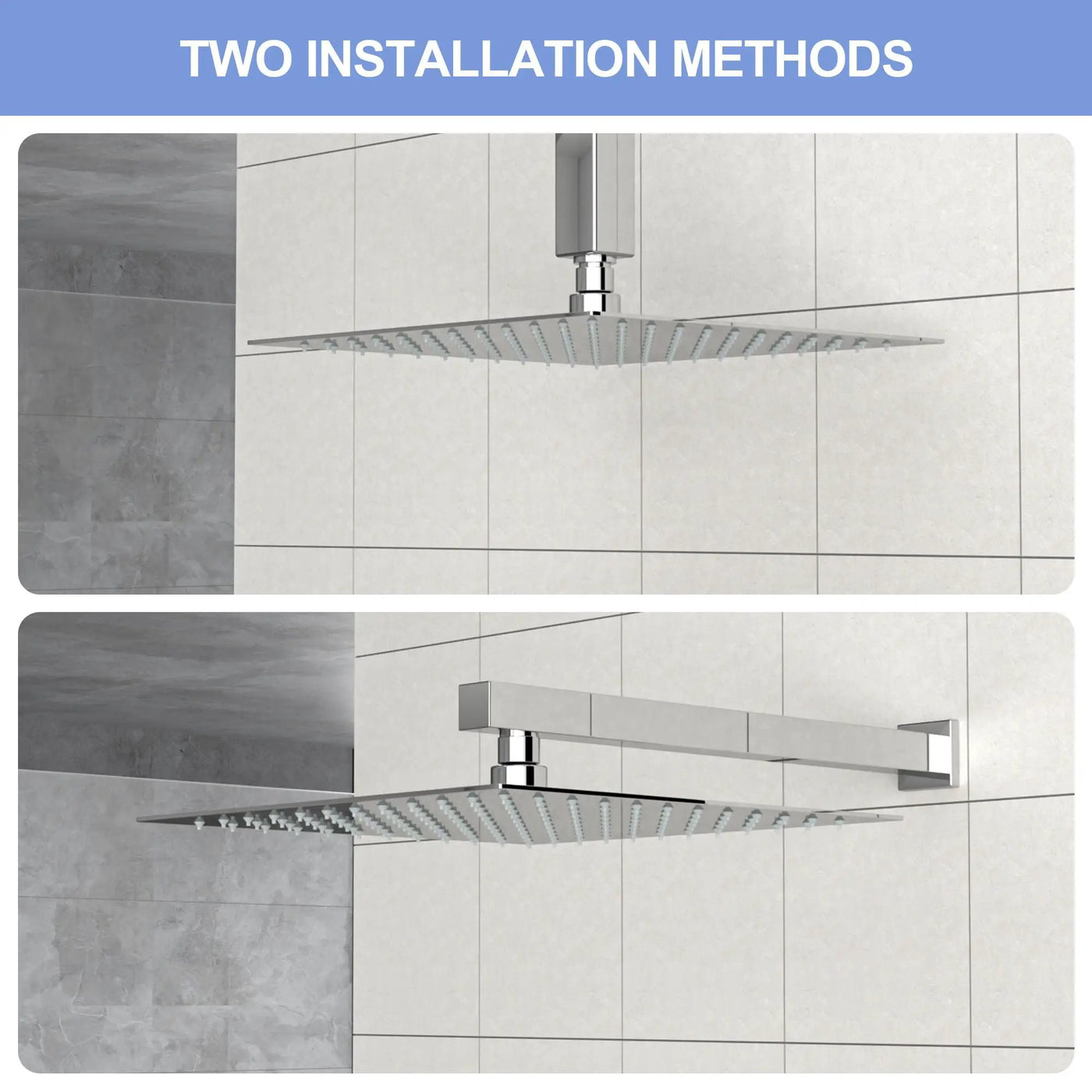 Modern 10" Square Rainfall Shower Head & Stainless Steel Wall Or Ceiling Mount Luxury Spa Shower Panel by HouseOfZazla