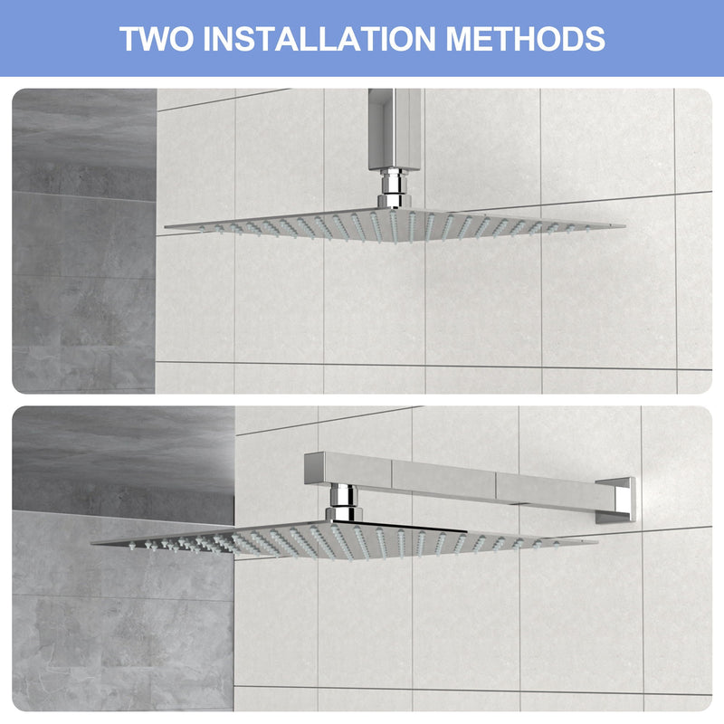 Modern 10" Square Rainfall Shower Head & Stainless Steel Wall Or Ceiling Mount Luxury Spa Shower Panel by HouseOfZazla