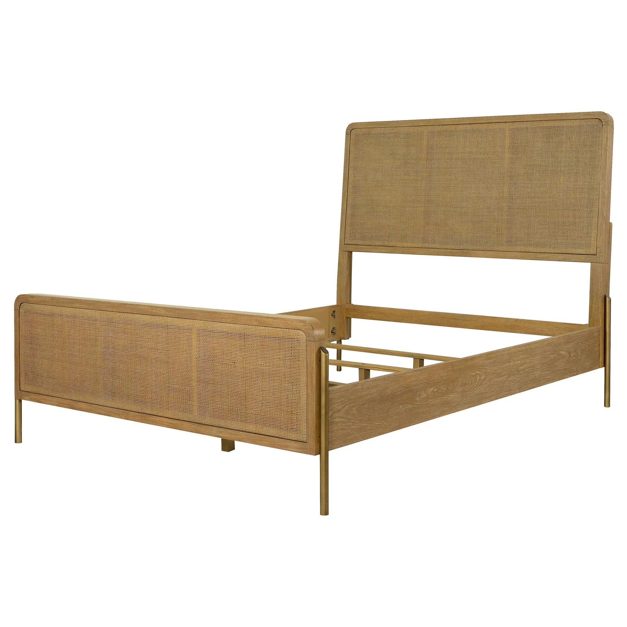 Arini Rattan Eastern King Panel Bed Sand Wash and Natural by Unique Piece Furniture