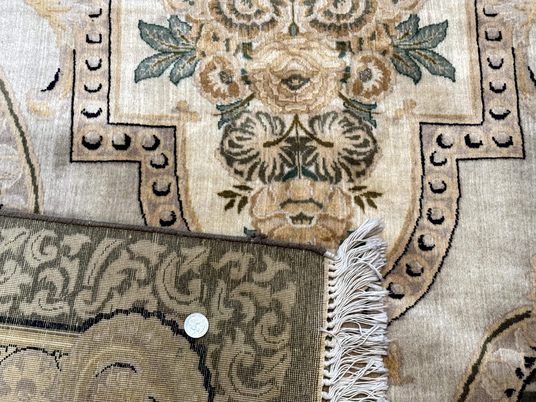 Aubusson Rug 8x10, Very Fine 225 KPSI, Floral, French European Design, Pakistani Carpet by Jewel Rugs