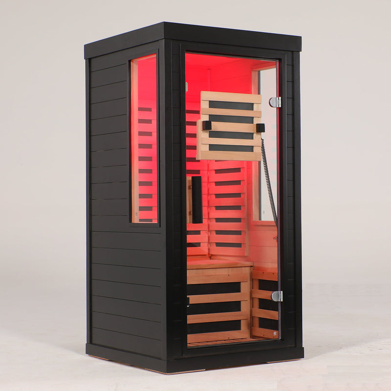 One-Two Person Far Infrared Sauna with 7-Color Therapy Lighting - Solid Wood, photo 9 of 9