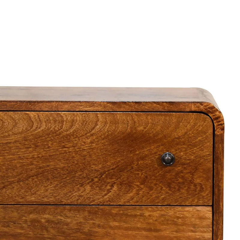 Solid Wood Mini Curved Chestnut Chest, 3-Drawer, Nordic Legs by HouseOfZazla