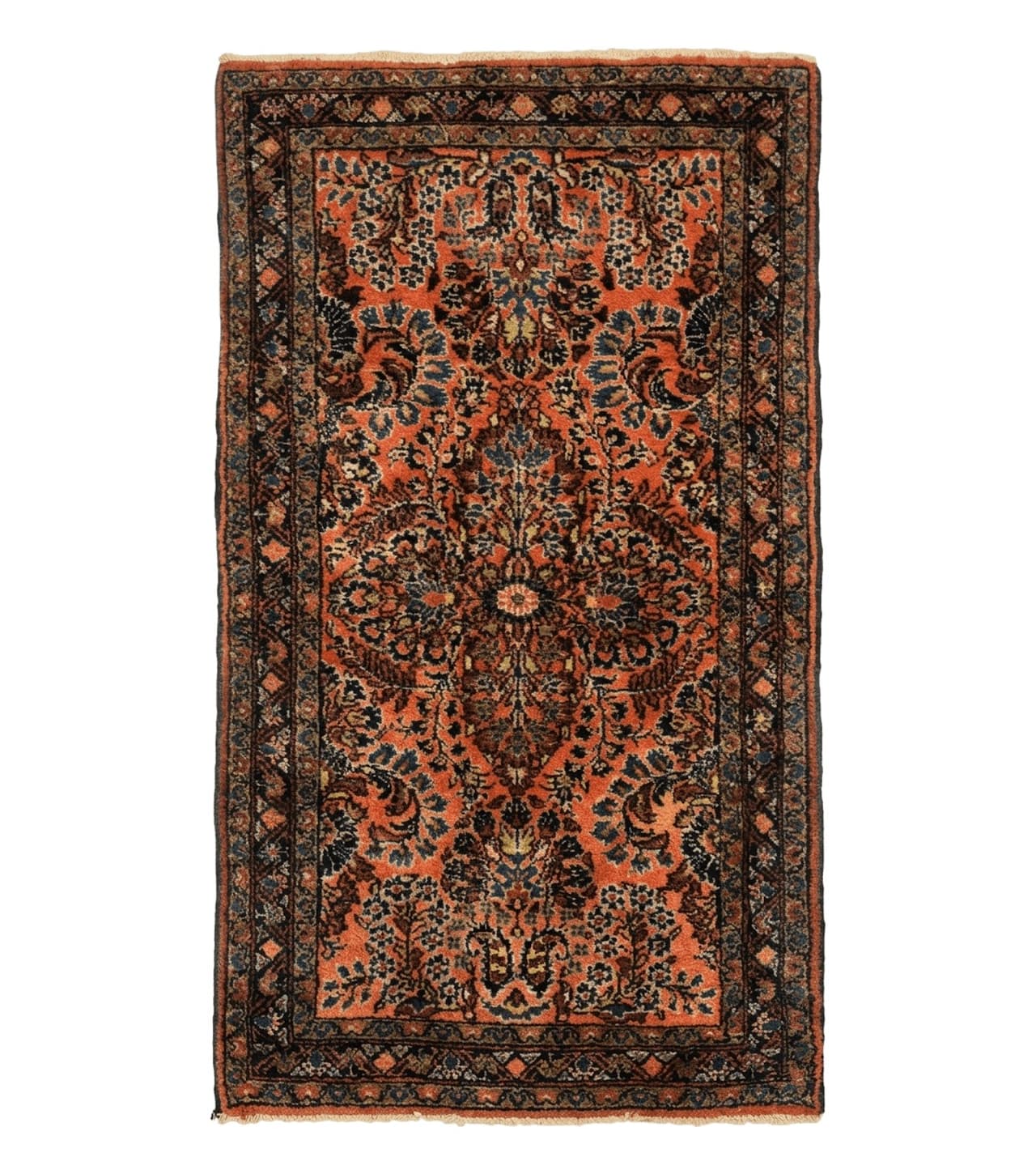 Antique Persian Lilihan Rug 2x4, Red, Floral, Wool, Handmade Lilian Persian Carpet by Jewel Rugs