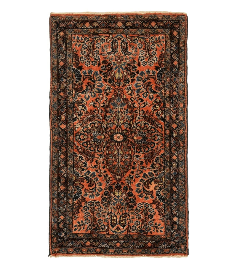 Antique Persian Lilihan Rug 2x4, Red, Floral, Wool, Handmade Lilian Persian Carpet by Jewel Rugs