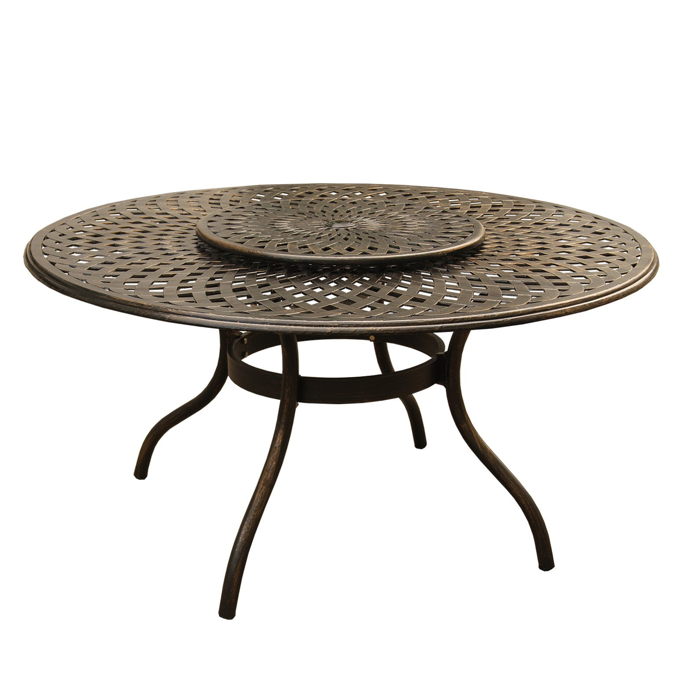 Outdoor Aluminum 7pc Round Patio Dining Set, Lazy Susan, Six Chairs by Sharicks