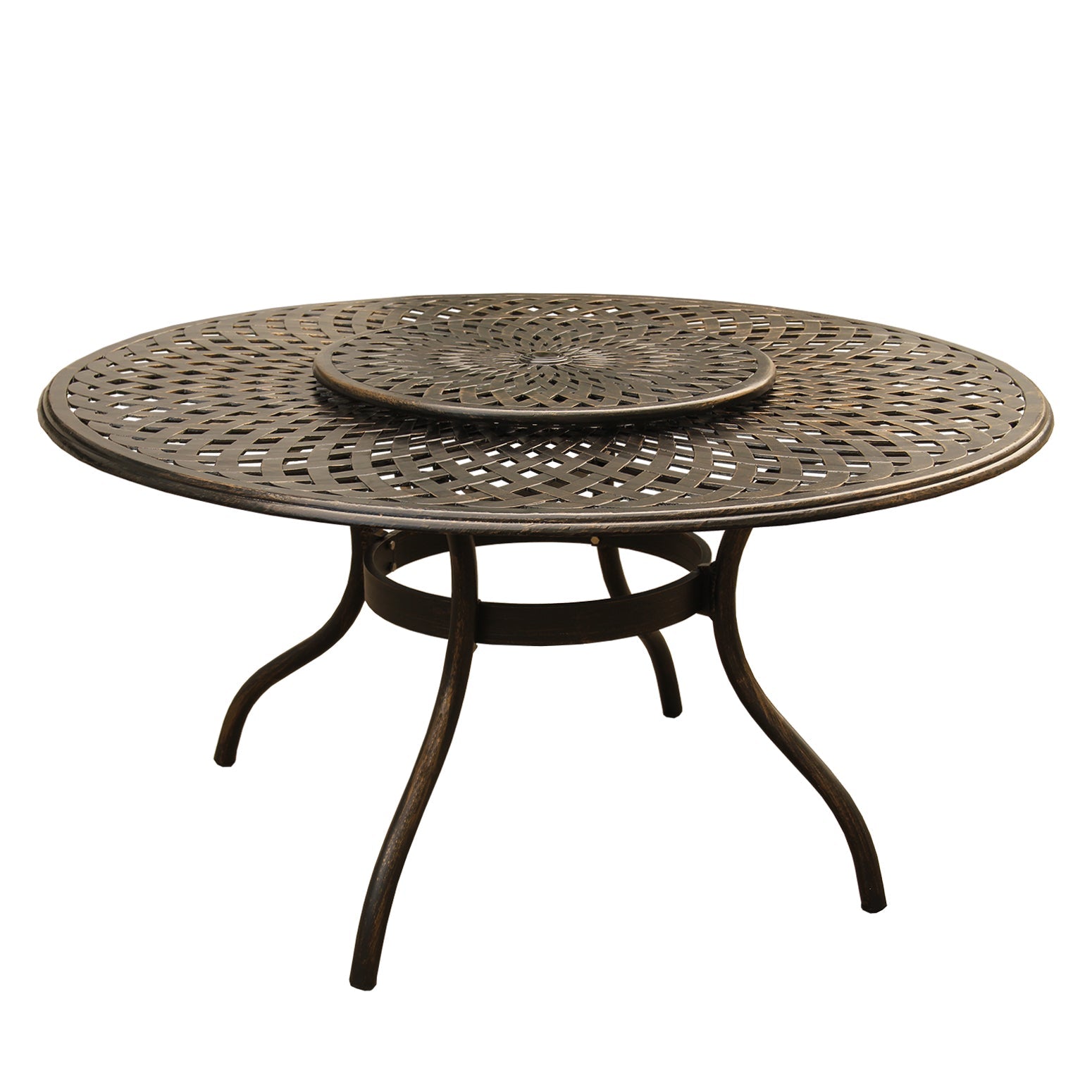 Outdoor Aluminum 7pc Round Patio Dining Set, Lazy Susan, Six Chairs by Sharicks