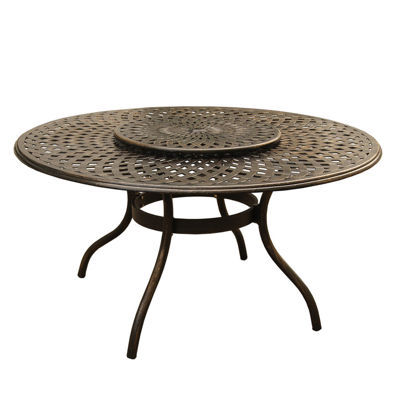 Outdoor Aluminum 7pc Round Patio Dining Set, Lazy Susan, Six Chairs by Sharicks